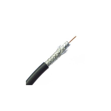 Cable Wholesale Quad Shielded Bulk RG6 Coaxial Cable, CMR, Black, 18 AWG, Solid CCS Core, Spool, 1000 foot 10X4-122NH